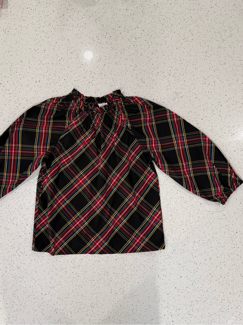 J Crew NWT Black Plaid Long-Sleeve Top Size XS